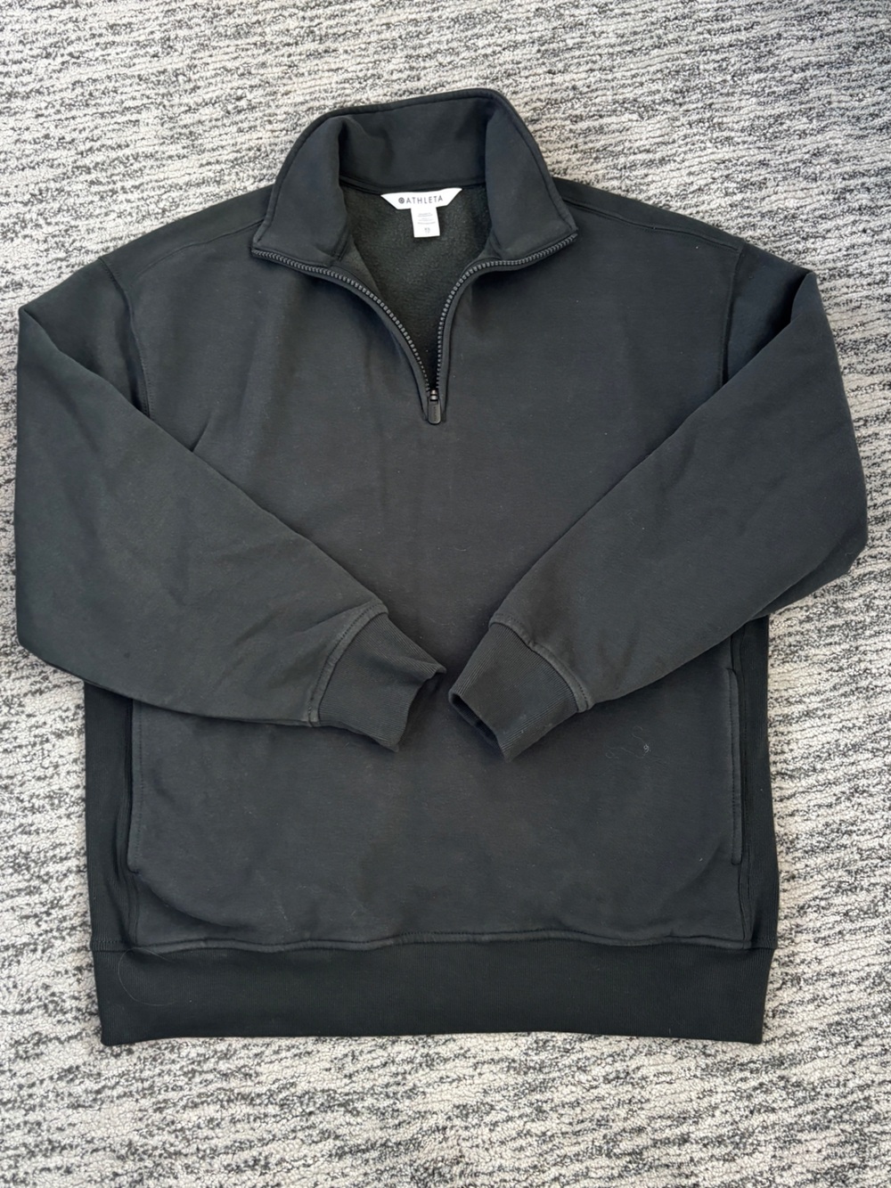 Athleta Black Quarter-Zip Fleece Pullover